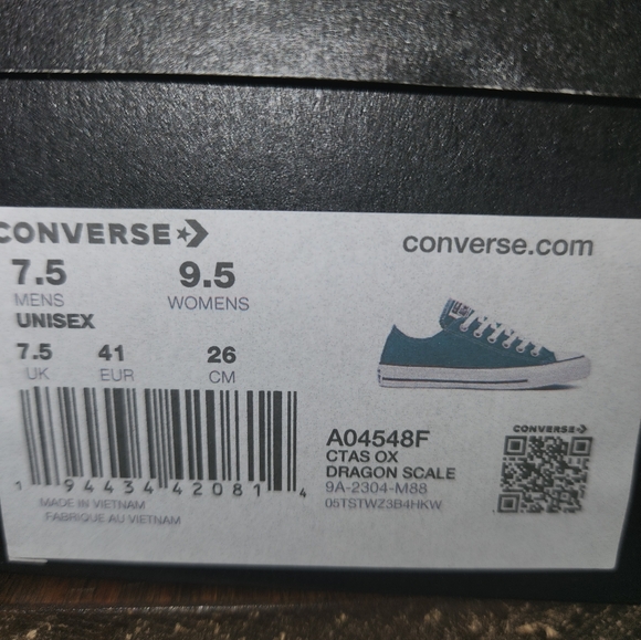NEW Converse All Star Unisex Womens 9.5 Mens 7.5 Dragon Scale Green - Picture 3 of 3